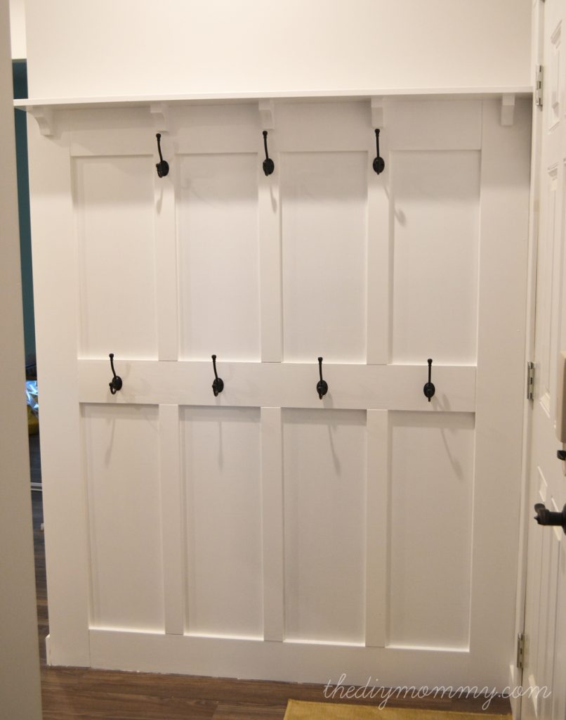 Build a DIY Board and Batten Hook Wall - The DIY Mommy