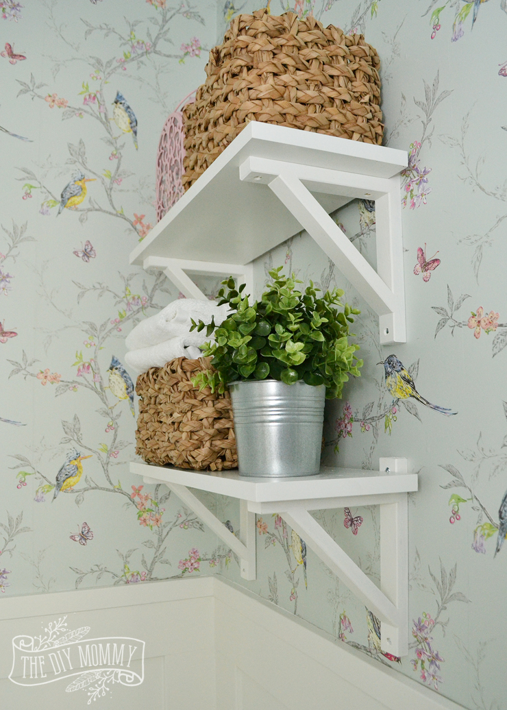 A DIY Powder Room Makeover with Chinoiserie Inspired Bird & Floral Wallpaper and Board and Batten Trim