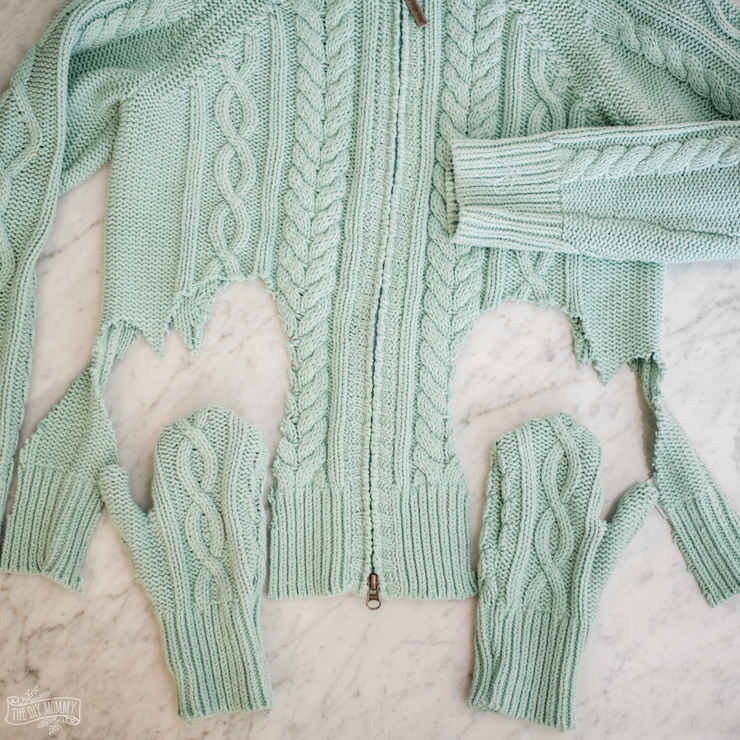 How to make DIY mittens out of thrift store sweaters