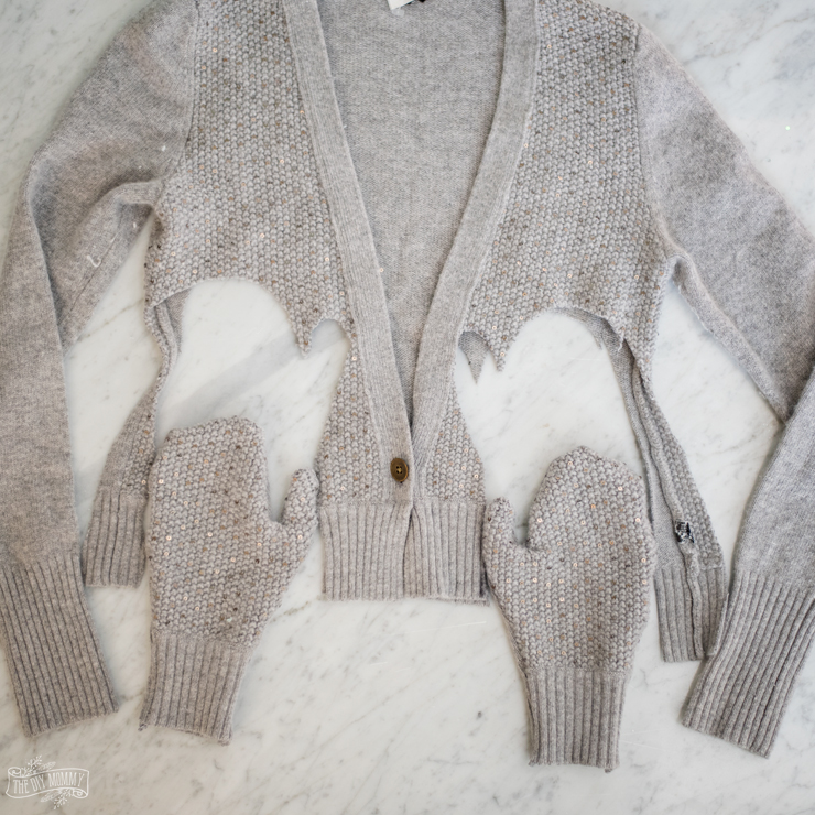 How to make DIY mittens out of thrift store sweaters