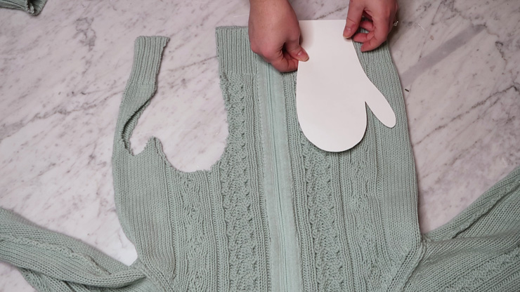 How to make DIY mittens out of thrift store sweaters