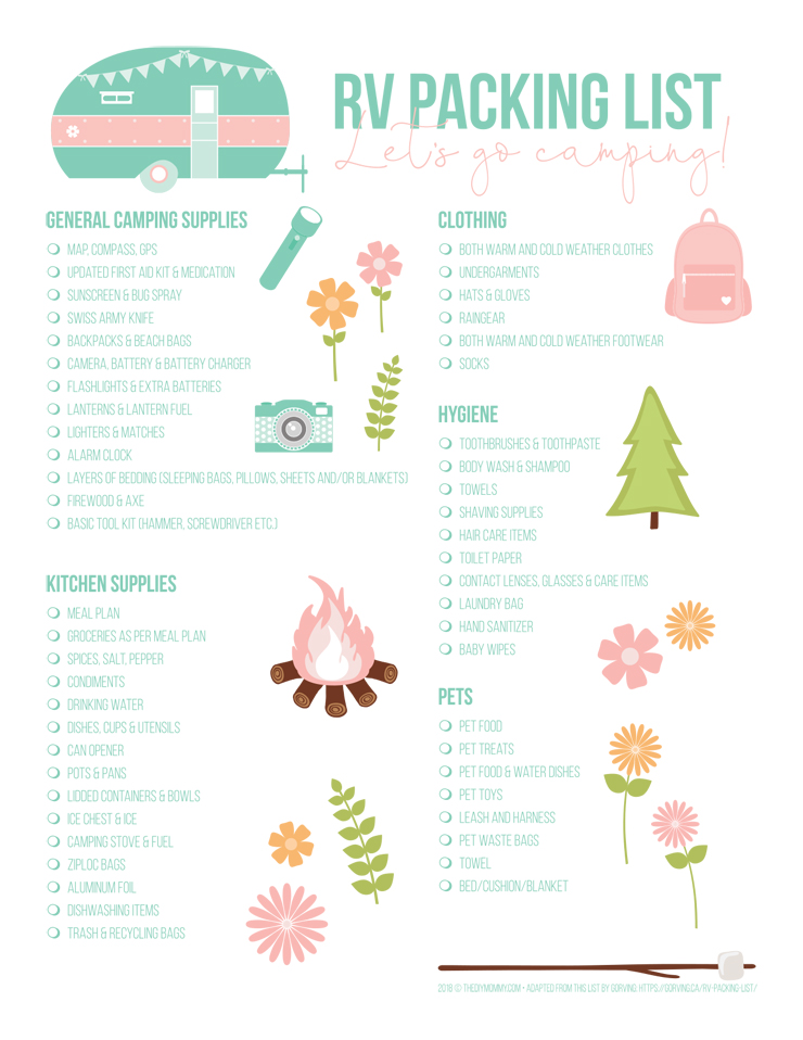 RV Packing List printable by The DIY Mommy