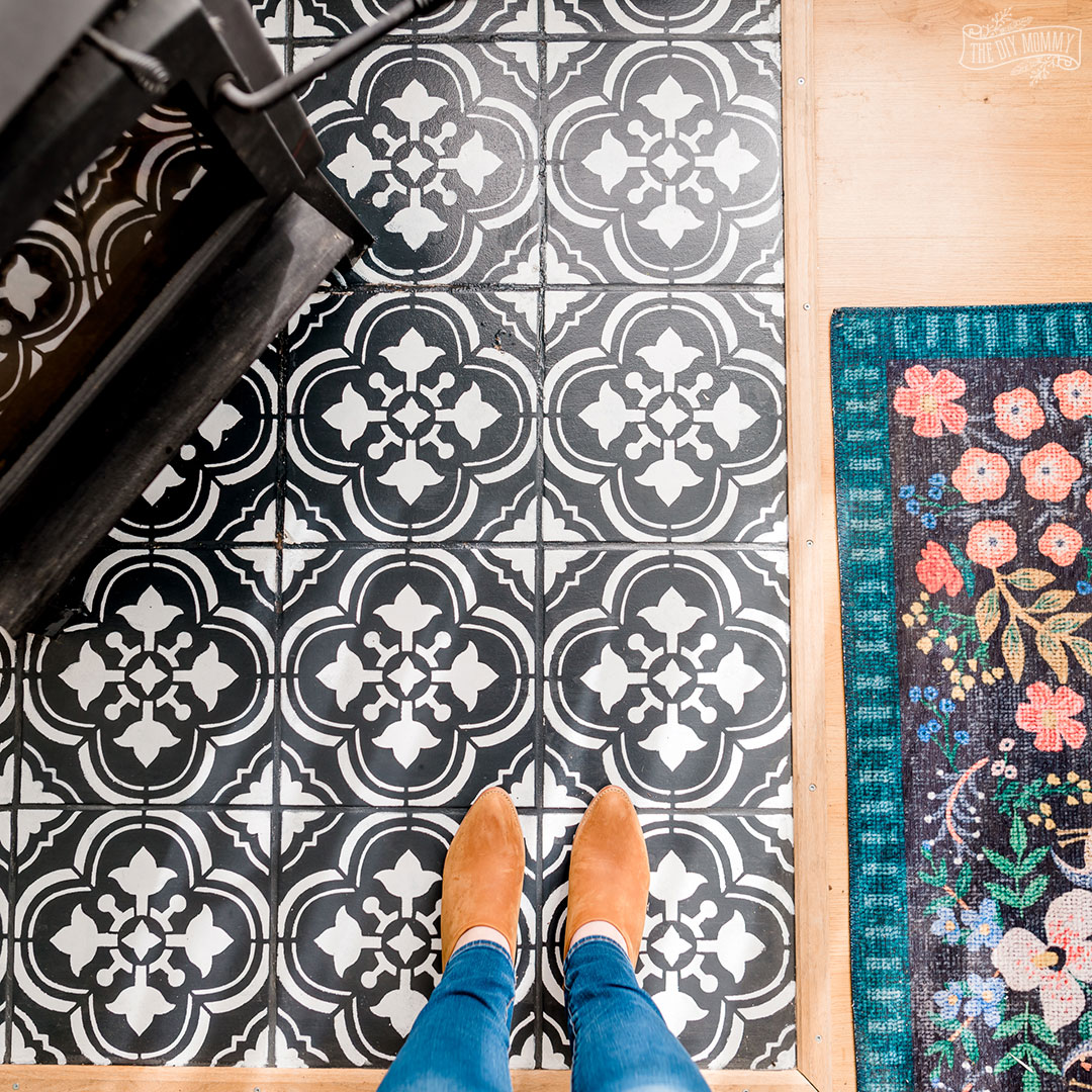 Here's how our painted floor tiles look 2 1/2 years later.
