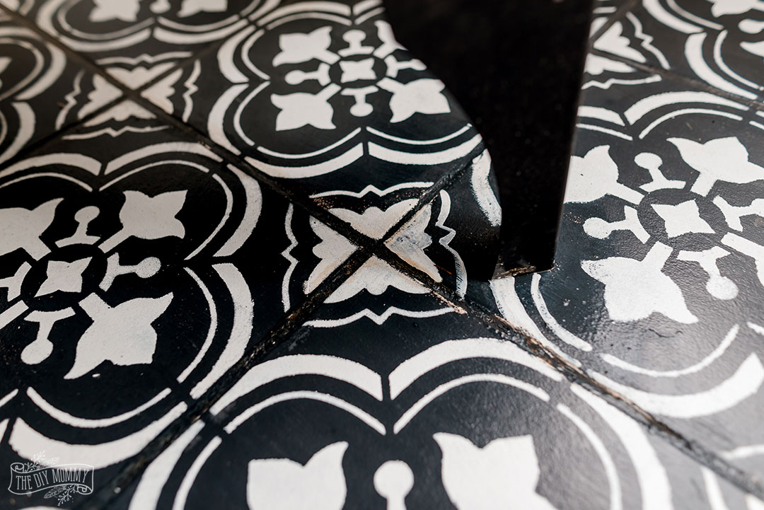 Here's how our painted floor tiles look 2 1/2 years later.